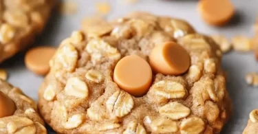 Freshly baked Oatmeal Butterscotch Cookies with oats and butterscotch chips