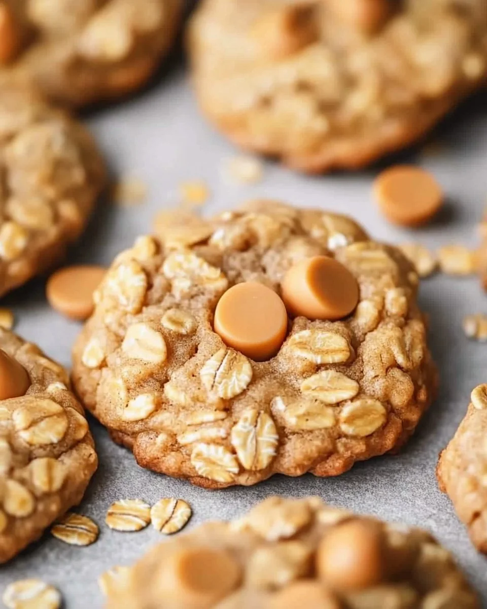 Freshly baked Oatmeal Butterscotch Cookies with oats and butterscotch chips