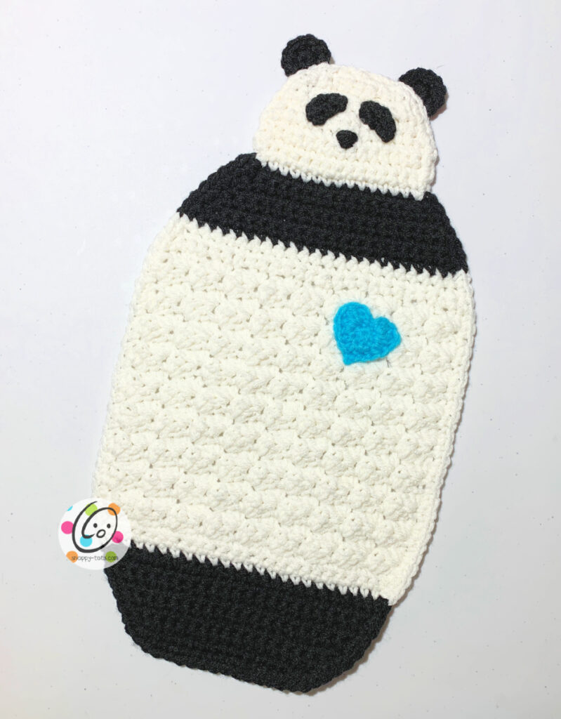 A sweet panda lovey blanket with a panda head attached.